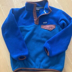 Patagonia Kids Royal Blue and Brown Fleece Pullover